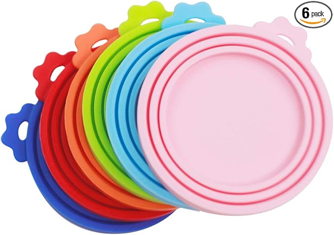 Yobbai 6 packs Pet Food Can Lids, Food Safe BPA-Free & Dishwasher Safe, Can Covers Most Standard Size Dog and Cat Can Tops