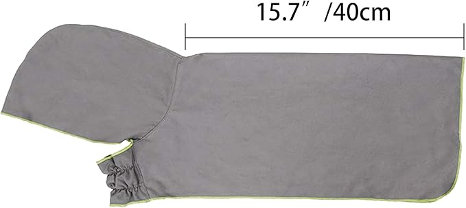 DogLemi Super Absorbent Bath Towels for Dogs Fast Drying Dog Bathrobe 100% Microfiber Washable Towel Robe with Hood for Large Medium Small Pets (Grey, S)