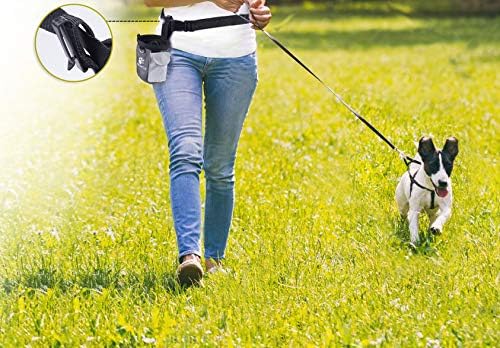 AMZNOVA Dog Treat Bag Treatnow Dog Treat Pouch, Training Pouch with Waist Belt & Clicker for Training & Walking, Waist Clip On Snack Fanny Pack for Pet, 3Cups, Grey