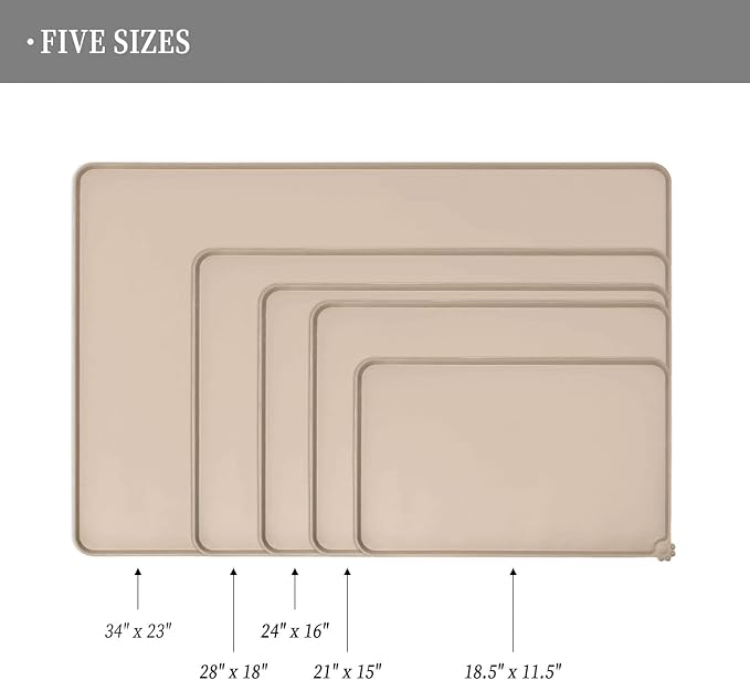 Reopet Waterproof Pet Feeding Mat with High Raised Edges, Heavier and Thicker Placemats for Cat Dog Water Bowl with BPA Free, Dogs Cats Food Mats for Messy Drinkers to Prevent Spill and Protect Floors