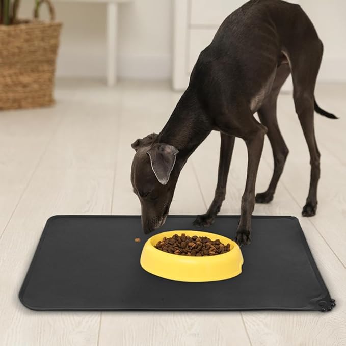 SUNLAND Silicone Pet Feeding Mats for Food and Water Pet Placemat for Dog and Cat Waterproof Non-Slip Feeding Bowl Mat Raised Edge Prevents Residue from Spilling onto The Floor Pets Accessories
