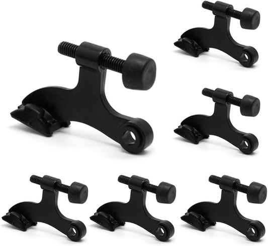 6 Pack Hinge Pin Black Door Stopper, Adjustable Heavy Duty Hinge Pin Door Stop with Black Rubber Bumper Tips
