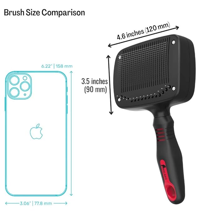 Nalako Self Cleaning Slicker Brush and Undercoat Rake, Dog Brush for Shedding, Remove Loose Dog Hair, Fur, Undercoat and Mats, Medium & Long Haired Dogs, for Husky, GSD, Shepherd, Double Coats