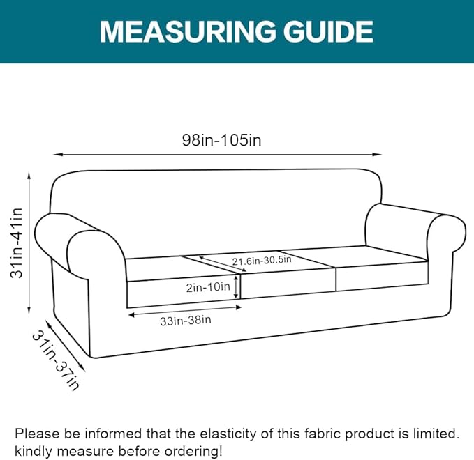 Turquoize 4 Piece Sofa Covers For 3 Cushion Couch Sofa Slipcover Soft Couch Cover For Dogs-Washable Sofa Furniture Covers With 3 Individual Large Cushion Covers Feature Fabric (XL Sofa,Biscotti Beige)
