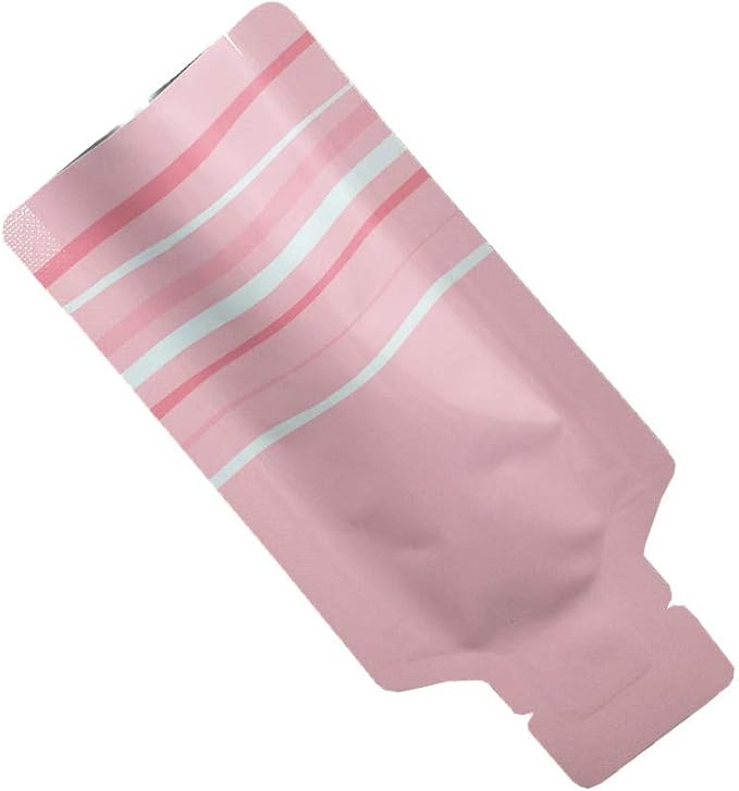 PABCK 100 Pcs Disposable Open Up Mylar Storage Bags Cosmetic Shampoo Liquid Containers Sample Pouch Heat Seal Foil Bag Travel Use Packets for Toiletries Skincare Lotion (Pink, 2.95x5.12 inch)