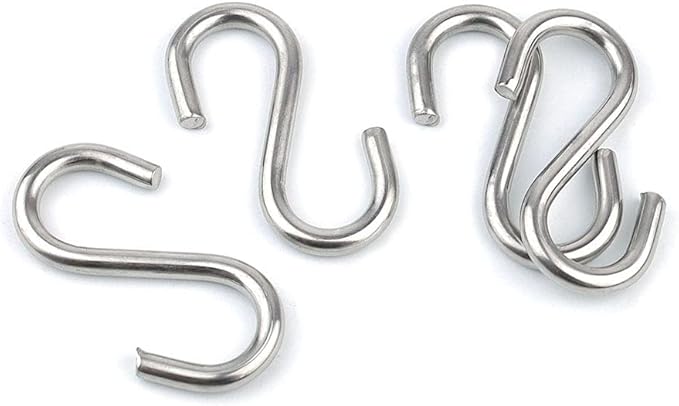 15 Pack Heavy Duty Stainless Steel S Shaped Hooks 2.2 Inch Long 1/5 Inch Thickness S Metal Hooks