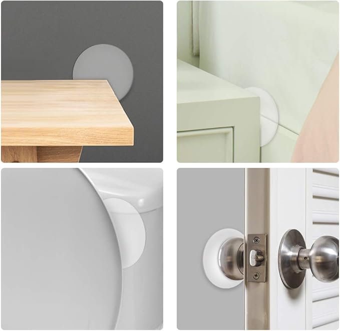 Door Knob Wall Shield, Transparent Round Soft Rubber Wall Protector Self Adhesive Door Handle Bumper (Large Round 3.54" 4PCS, Clear)