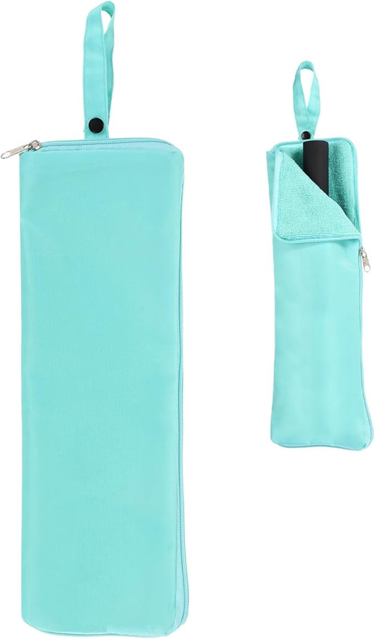 uxcell Wet Umbrellas Bag, 11 x 5 Inch Waterproof Oxford Cloth Reversible Umbrellas Sleeve Cover Portable Waterproof Case for Wet Travel Folding Umbrellas Travel Home Outdoor, Light Blue