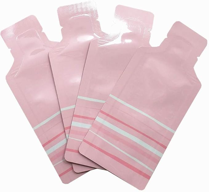 PABCK 100 Pcs Disposable Open Up Mylar Storage Bags Cosmetic Shampoo Liquid Containers Sample Pouch Heat Seal Foil Bag Travel Use Packets for Toiletries Skincare Lotion (Pink, 2.95x5.12 inch)