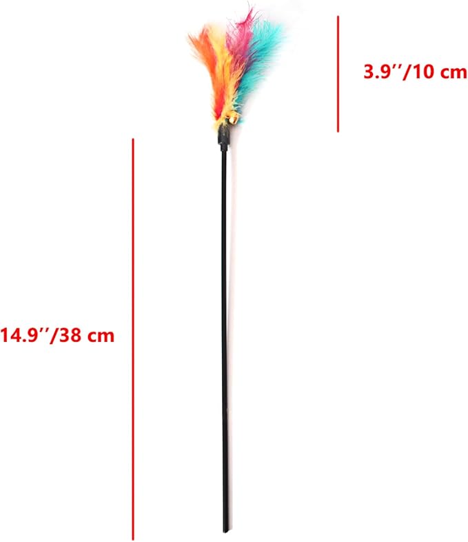 IUHKBH Cat Wands, 6 PCS Colorful Feather Stick Flexible Kitten Wand Interactive Cat Toys, Safe for Your Kitty