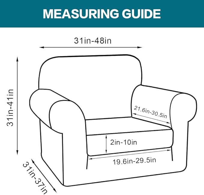 Turquoize 2 Piece Chair Covers Chair Slipcovers for Living Room Armchair Couch Cover Chair Sofa Cover with Individual Cushion Covers Furniture Cover for Chairs Feature Jacquard Fabric (Chair, Sand)