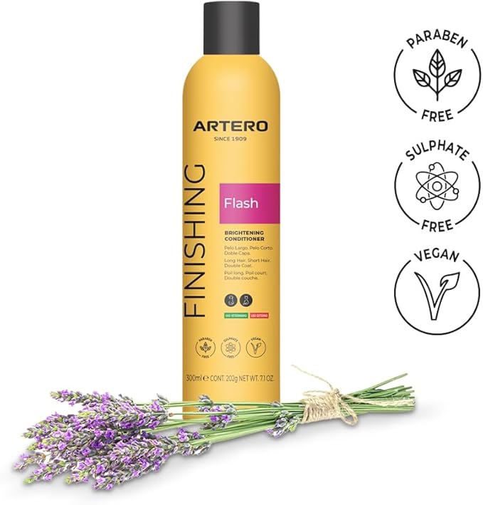 Artero Flash Shine Conditioner Spray for Dogs and Cats – Instant Detangling and Shine Spray with Anti-Frizz and Conditioning Effect – Professional Grooming Finish, 7.1 fl oz
