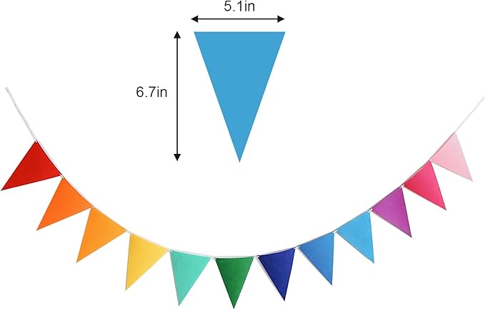 48pcs Rainbow Pennant Banner, Triangle Bunting Flag Banners for Birthday Party Decoration, Baby Shower, Classroom Decor, Reusable Triangle Flags Bunting, Colorful
