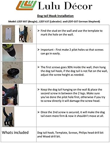 Lulu Decor, Cast Iron German Shepard Dog Tail Hooks (4 Dog Tail Hooks)