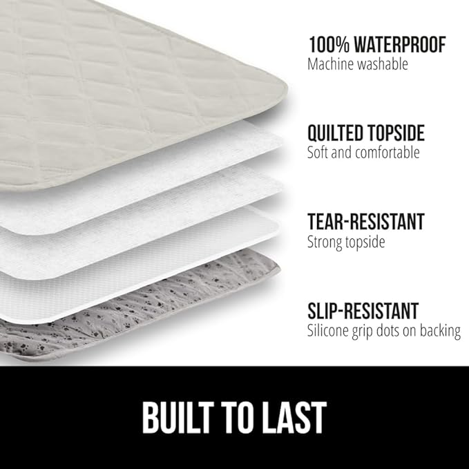GORILLA GRIP Waterproof Bed Cover for Dogs, 102x82, Gripped Slip Resistant Backing, Leak Proof Washable Dog Blanket Covers Sofa, Couch, Sectional, Crate, Car, RV Seats Pet Puppy Essentials Light Taupe