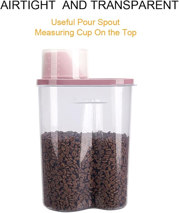 GreenJoy 2 Pack 2lb/2.5L Pet Food Storage Container with Measuring Cup, Can Covers and Bowl for Small Dog, Cat, Waterproof-BPA Free