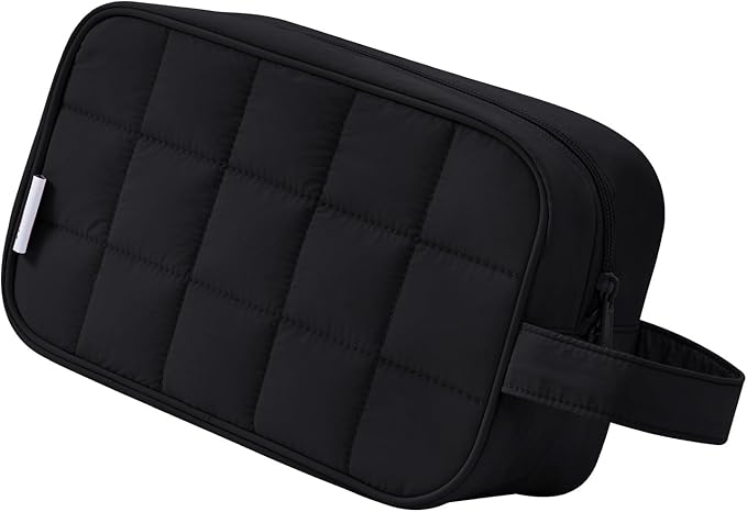 Narwey Puffy Travel Toiletry Bag for Traveling Women Girl, Travel Bag for Toiletries, Cute Travel Makeup Bag Organizer, Quilted Cosmetic Bag Make Up Skincare Medicine Bags