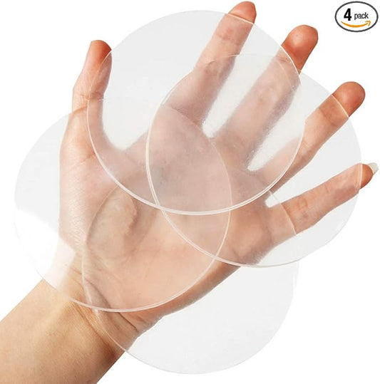Door Knob Wall Shield, Transparent Round Soft Rubber Wall Protector Self Adhesive Door Handle Bumper (Large Round 3.54" 4PCS, Clear)