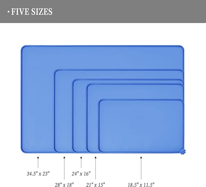 Waterproof Pet Feeding Mat with High Raised Edges, Heavier and Thicker Placemats for Cat Dog Water Bowl with BPA Free, Dogs Cats Food Mats for Messy Drinkers to Prevent Spill and Protect Floors