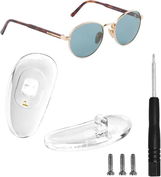 Replacement Screw-in Nose Pads for PRADA Eyeglasses/Sunglasses.14.5mm.with Screw and Screwdriver (Golden)