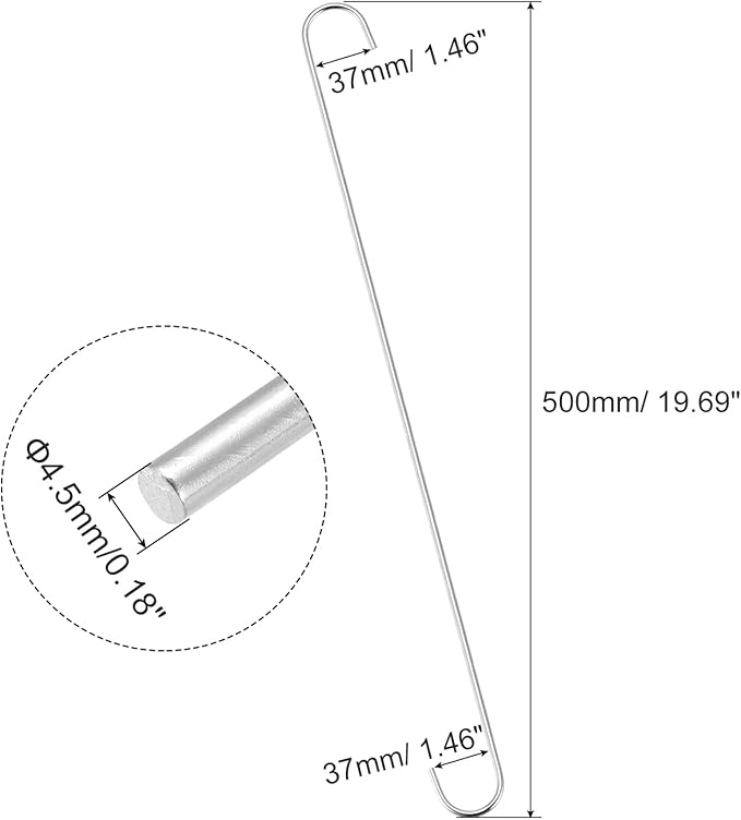 uxcell S Hanging Hooks, 20inch/500mm Extra Long Steel Hanger, Indoor Outdoor Uses for Garden, Bathroom, Closet, Workshop, Kitchen, Silver Tone, 6Pcs