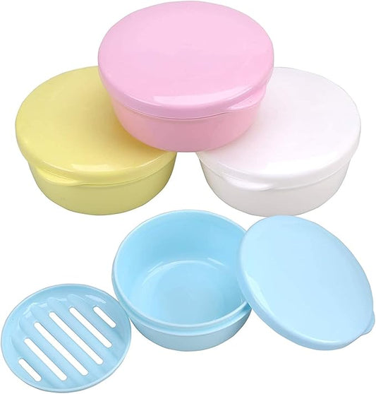 Round Travel Soap Case for Valentines Day - 4 Pack Bar Soap Holder, Travel Soap Container with Lid for Camp, Gym, Hiking - Keeps Toiletries Organized