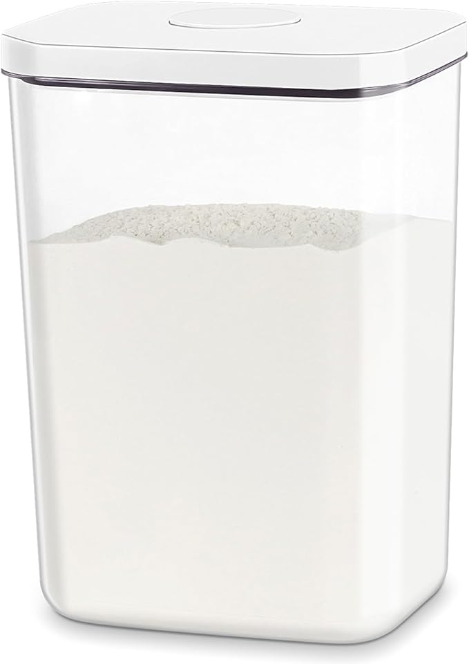 TBMAXS Airtight Flour Rice Storage Container with Pop-up Lid - 6 Qt | 11 Lbs Crystal-Clear Plastic Bread Container, Tall and Slim Storage Bin Fit for Kitchen Pantry Organization