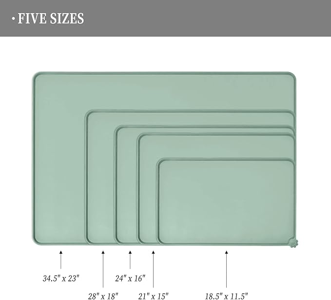 Reopet Waterproof Pet Feeding Mat with High Raised Edges, Heavier and Thicker Placemats for Cat Dog Water Bowl with BPA Free, Dogs Cats Food Mats for Messy Drinkers to Prevent Spill and Protect Floors