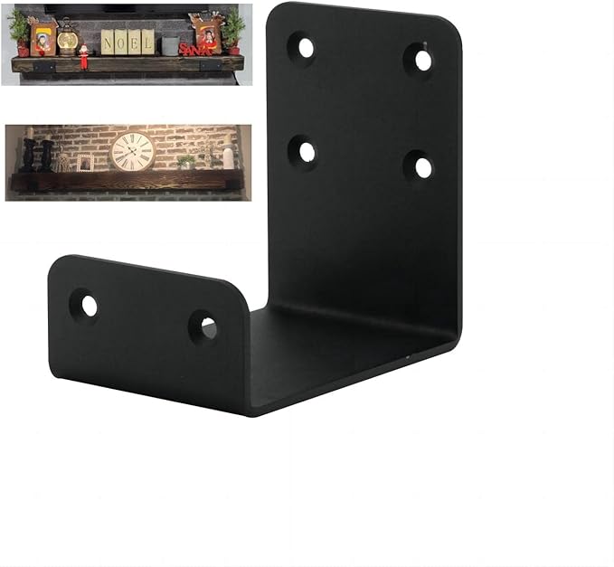 Heavy Duty Mantel Brackets，Floating Shelf Fireplace Bracket，U-Shaped Beam-Style Mantel Support(2 Packs). (4x4x3)