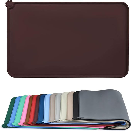 AUDWUD Silicone Waterproof Pet Feeding Mats,Anti Slip Bowl Pad, Dog Mat for Food and Water