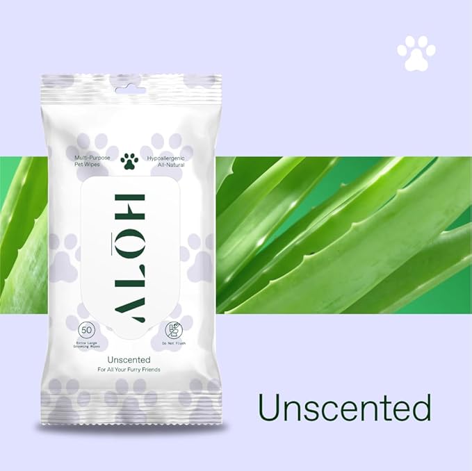 ALŌH Hypoallergenic | All-Natural | Multi-Purpose Pet Wipes, Unscented 50ct Wipes