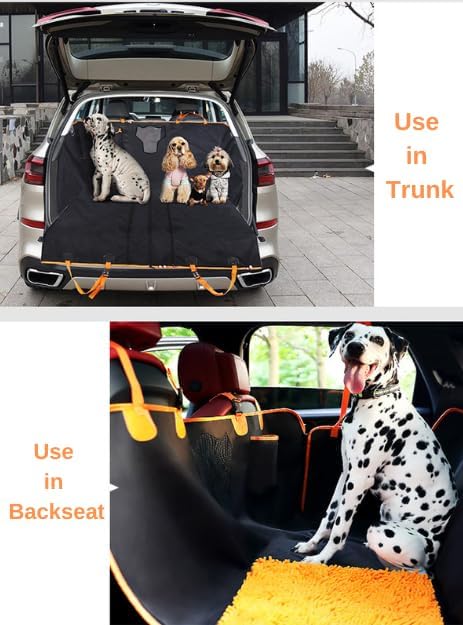 FAN WU Dog Car Seat Cover with Sniffle Mat – Anxiety Relief & Waterproof Protection for Dogs, Travel Hammock with Safety Belt & Removable Sniffing Pad (for Large Dogs)