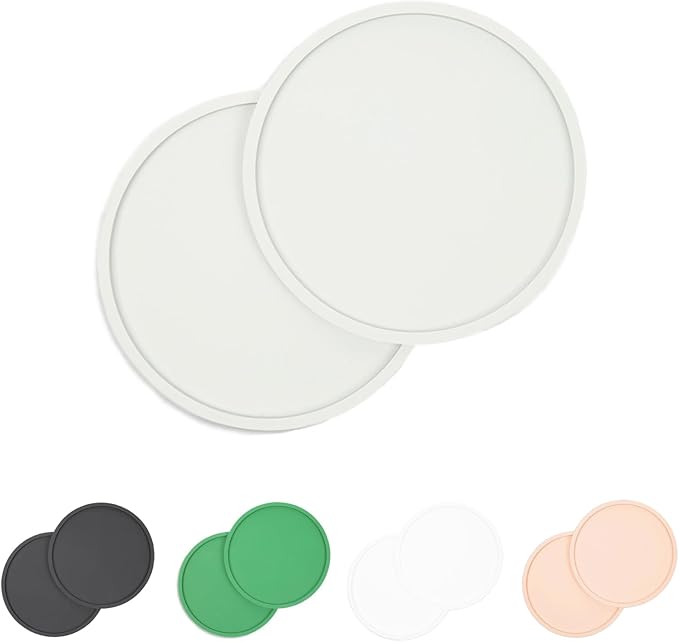 Waggo Habit Silicone Dog Placemat for Small Medium and Large Breeds - Modern Heavyweight Silicone Dog Mat, Dishwasher Safe, Solid Placemat - Set of 2 (Small, Light Grey)