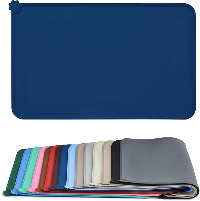 AUDWUD Silicone Waterproof Pet Feeding Mats,Anti Slip Bowl Pad, Dog Mat for Food and Water