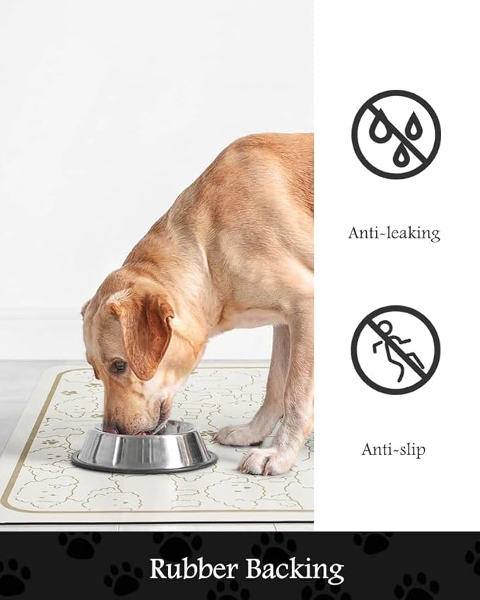 Pet Feeding Mat-Absorbent Dog Mat for Food and Water Bowl-No Stains Quick Dry Dog Water Dispenser Mat