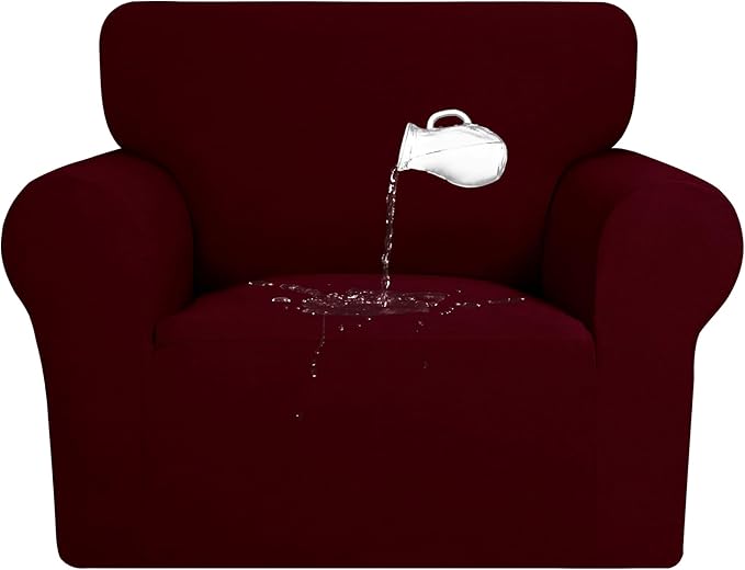 PureFit 100% Dual Waterproof Couch Cover Slipcovers for Couches and Sofas - Stretch Non Slip Fleece Sofa Covers Washable, Leakproof Furniture Protector for Kids, Pets, Dog (Chair, Wine)