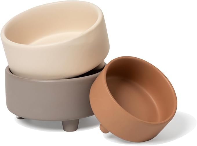 Waggo Uplift Ceramic Dog Bowl for Small Medium and Large Breeds - Heavyweight and Durable Pet Food and Water Dish Crock, Dishwasher Safe, Modern, Elevated Feeder (Clay, Medium)