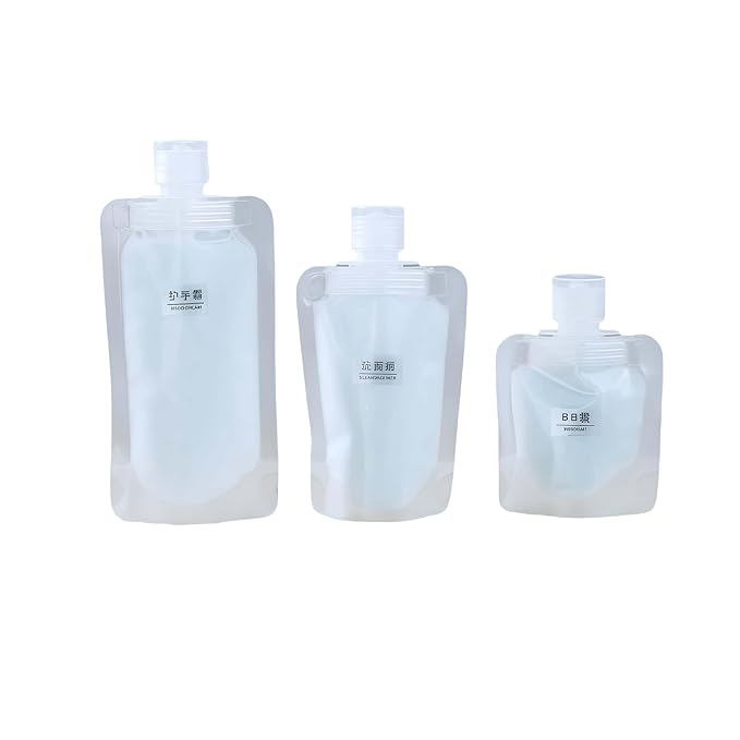 10 Pack Travel Pouches for Toiletries, Size Portable Containers,Stand Up Pouch,Refillable Travel Accessories for Shampoo Conditioner (50ML/1.7OZ/10piece)