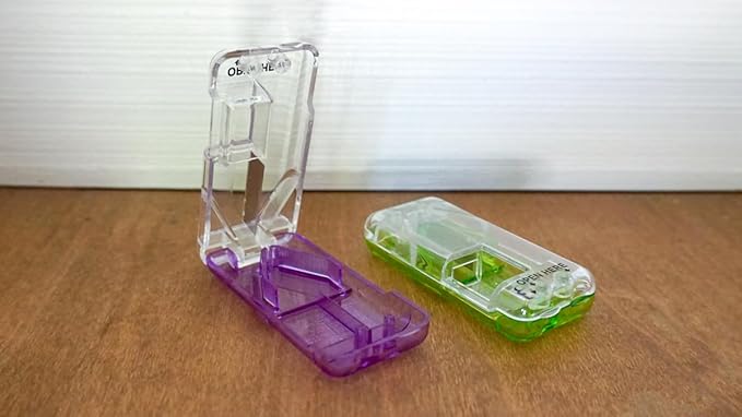 EZY DOSE Pill Cutter and Splitter with Dispenser, Safely Cuts Large, Small and Tiny Pills, Vitamins, Tablets in Half, Accurate and Easy Cutting, Stainless Steel Blade, Travel Sized, Purple, BPA Free