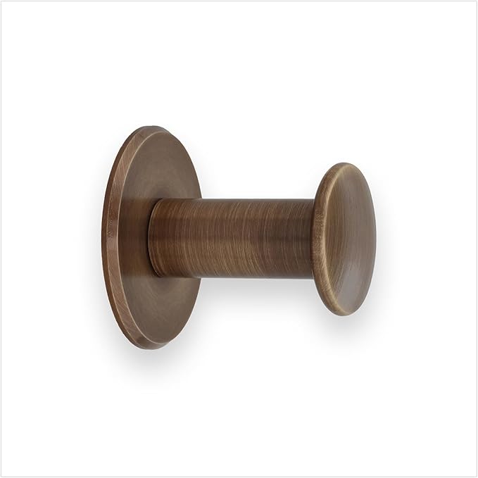 Evi Bathroom Hanger | Wall Hanger Brass | Antique Leather Finish | for Hanging Clothes, Coats or Towels | Adhesive Towel Rail and/or Screw | 188DUALLCU