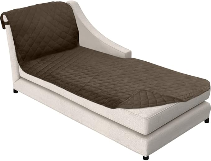 Sofa Shield Couch Chaise Covers for Dogs, Reversible Furniture Protector with Strap, Stain and Tear Resistant Cushion Cover, 102x34 inch Seat, Machine Washable Slipcover Pets, Cats, Chocolate