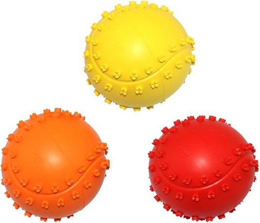 Rubber Dog Chewing Squeaky Ball Toys Fetch Play Toy for Puppy Small Medium Pets Dog Cat Pack of 3