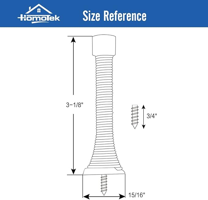 HOMOTEK 36 Pack Black Spring Door Stops,3-1/8" Heavy Duty Door Stop - Flexible Spring Door Stopper with Low Mounted Black Rubber Bumper Tips