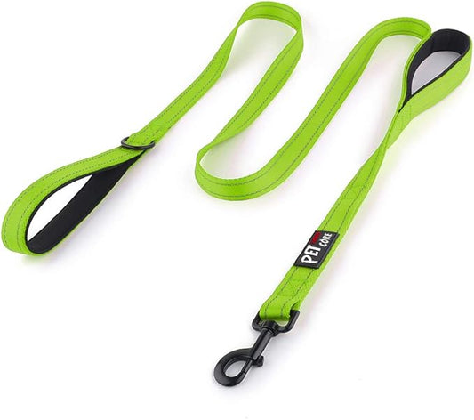 Plutus Pet Double Handle Dog Leash 4ft, Heavy Duty, Reflective Dual Handle Dog Leash for Safety Training, for Medium Large Dogs,2 Handle Leads(Green)