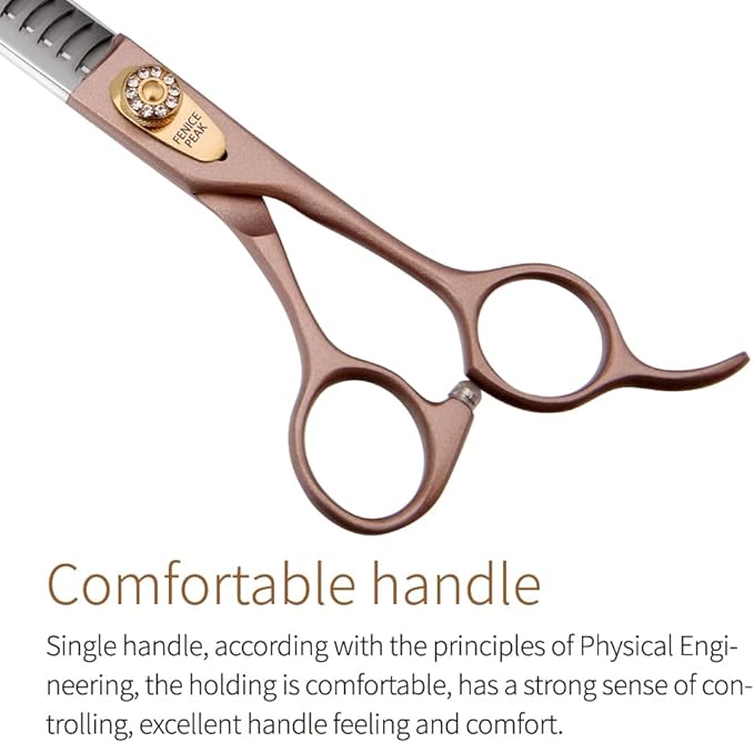 Fenice Peak 8‘’ Professional Dog Grooming Scissors Set Rose Gold 440C Stainless Steel Straight Thinning Curved Chunker Shears 4pcs Set for Pet Grooming Services Dogs and Cats