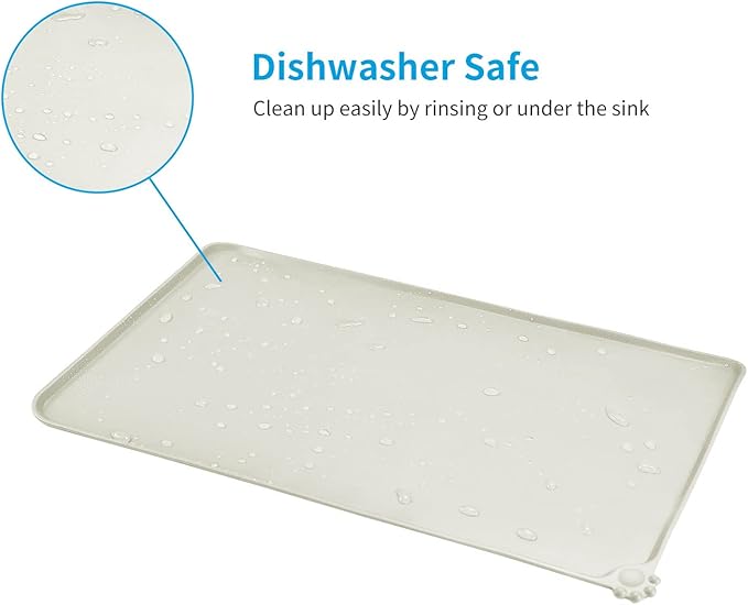 AUDWUD Silicone Waterproof Pet Feeding Mats,Anti Slip Bowl Pad, Dog Mat for Food and Water