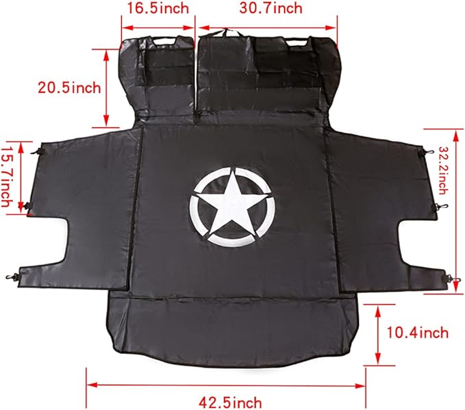 Dog Trunk Liner for Jeep - Heavy Duty Waterproof Oxford Cargo Protector for 2007-2025 Wrangler JK JL 4-Door, Nonslip Washable Pet Seat Cover & Anti-Scratch Liner (Star)