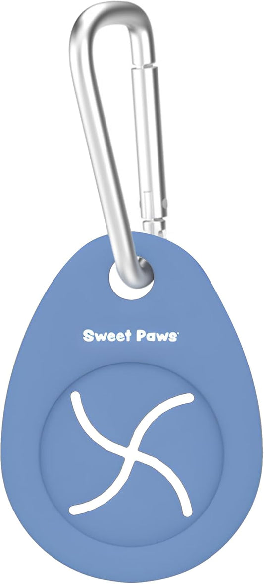 Dog Poop Bag Holder Charm for Hands-Free Carry of Used Poop Bag, Durable Eco-Friendly Silicone Dog Walking Accessory with Carabiner Clip - Azure
