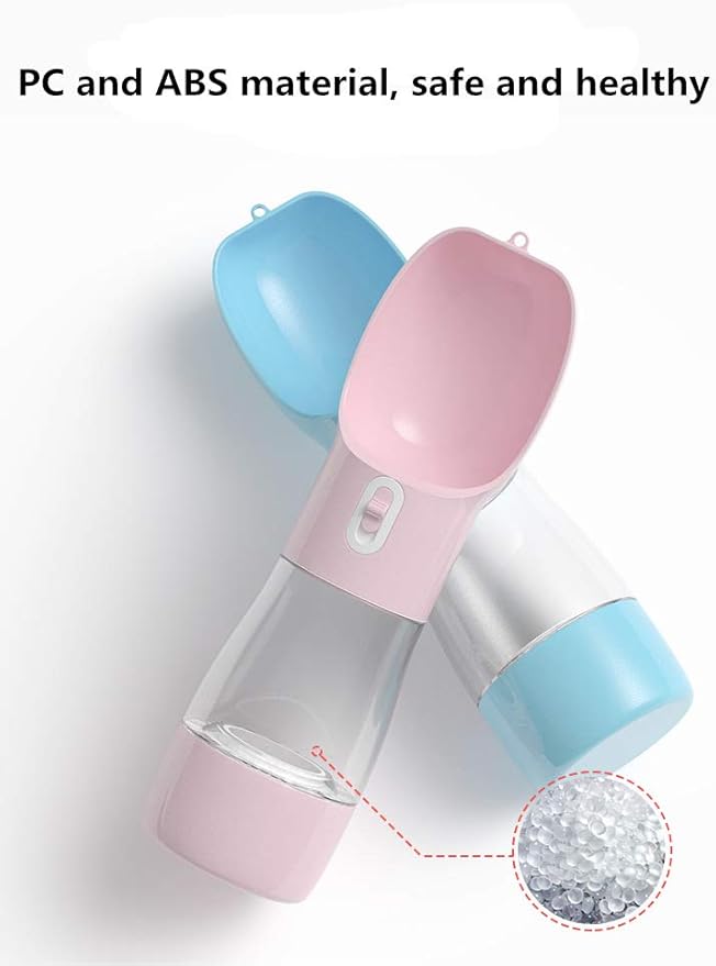 Misthis Portable Dog Water Bottle - Leak Proof Dog Water Dispenser with Bowl & Food Container, Dishwasher Safe Food Grade Plastic for Pet Puppy Outdoor Walking Hiking Travel Blue