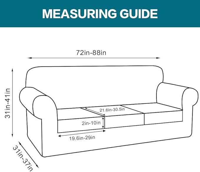 Turquoize 4 Piece Sofa Covers For 3 Cushion Couch Sofa Slipcover Soft Couch Cover For Dogs-Washable Sofa Furniture Covers With 3 Individual Cushion Covers, Jacquard Fabric (3 Cushion Sofa, Dusty Blue)